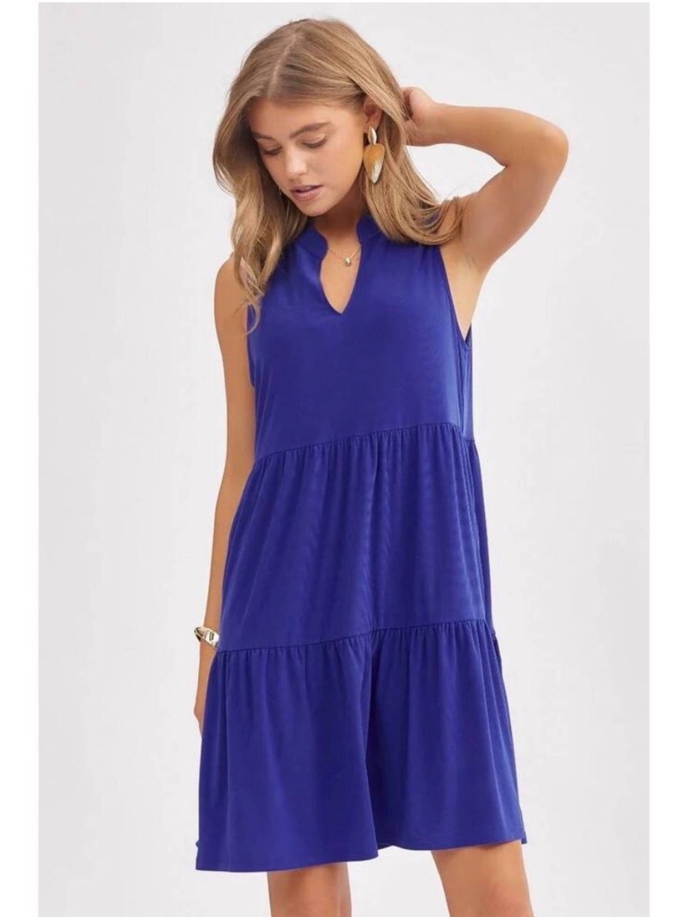 Dear Scarlett Lizzy Tiered Dress in Royal Blue M & L NWT